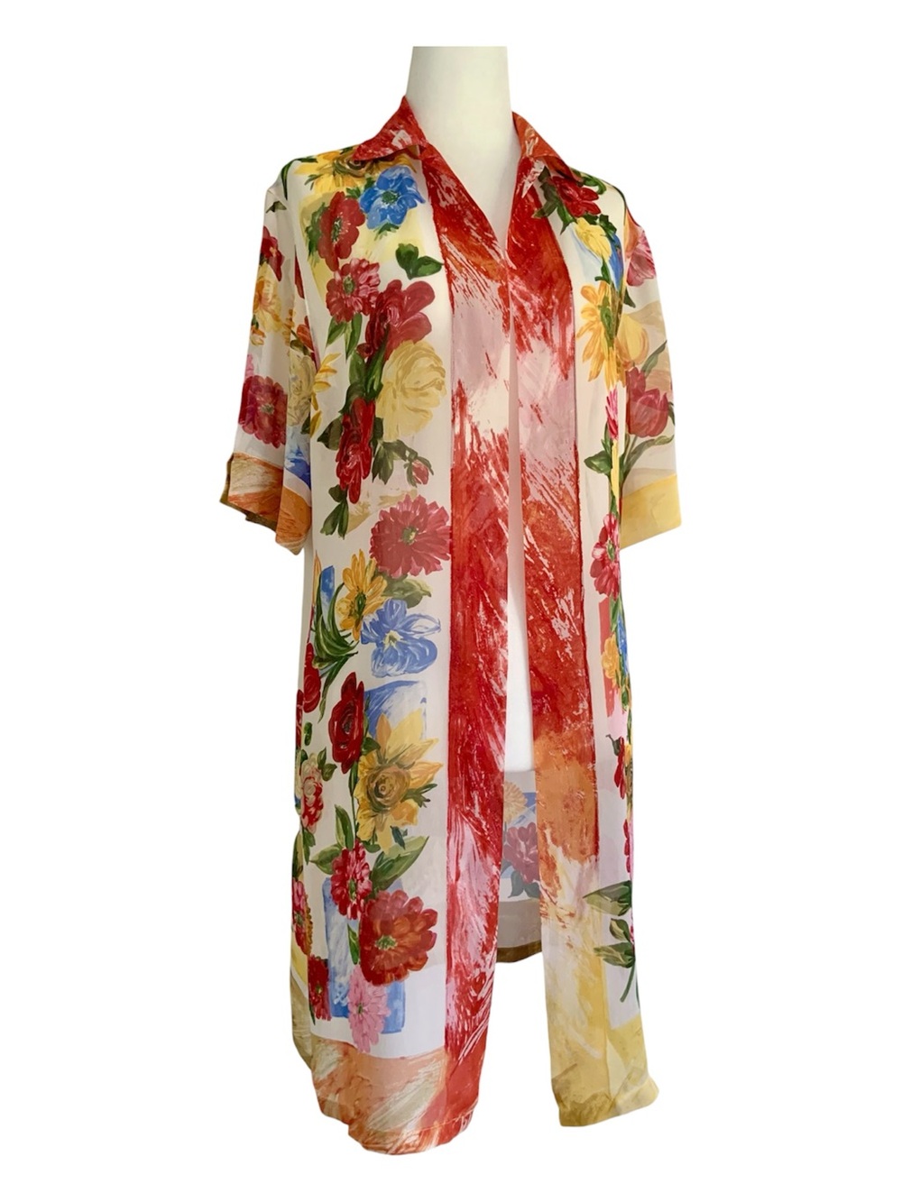 Italian silk sheer floral cover up